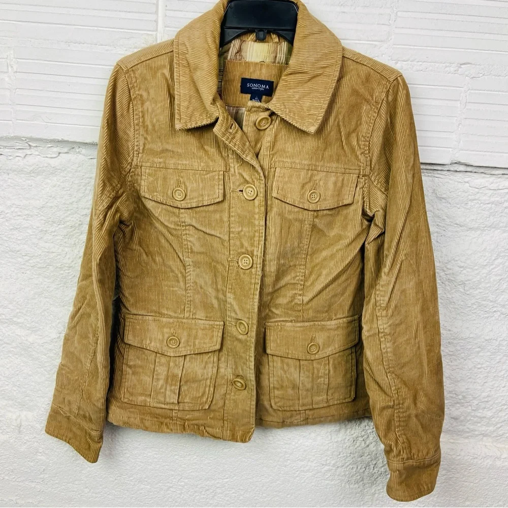 Sonoma vintage Y2K Tan corduroy cotton lightweight Jacket size small - Picture 3 of 11